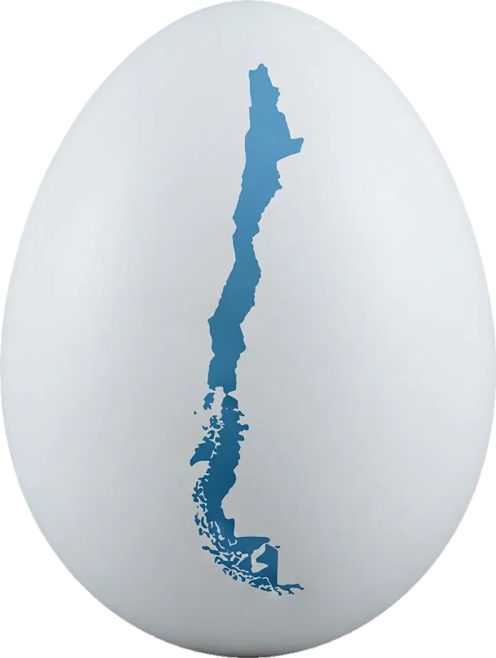 Ovo branco com o mapa do Chile